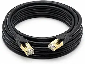 Cabo de Rede Ethernet Cat8 Blindado 40Gbps 2000MHz - Cabo LAN RJ45 Internet de Alta Velocidade para Gaming, Consoles, PC e Roteador - Conexão Estável SFTP Sem Interferência (3 Metros)