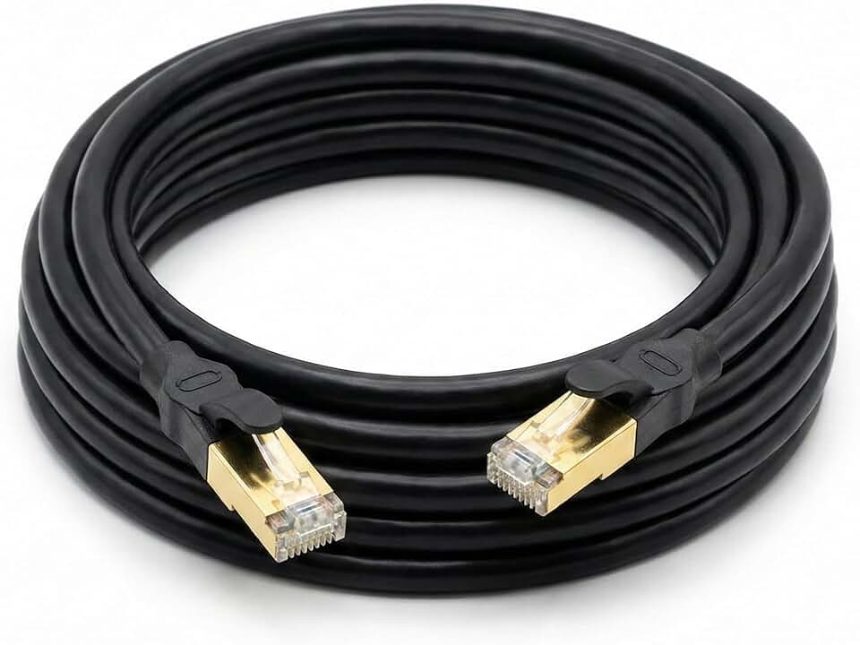 Cabo de Rede Ethernet Cat8 Blindado 40Gbps 2000MHz - Cabo LAN RJ45 Internet de Alta Velocidade para Gaming, Consoles, PC e Roteador - Conexão Estável SFTP Sem Interferência (2 Metros)