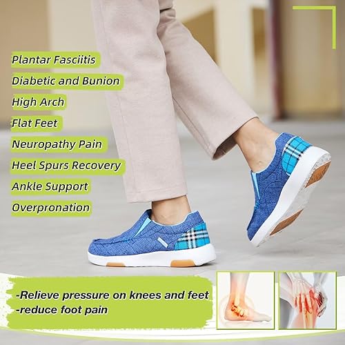 Miniatura 4 de OrthoComfoot - Zapatos ortopédicos para caminar para mujeres, mocasines cómodos para la fascitis plantar con soporte de arco, zapatos de conducción