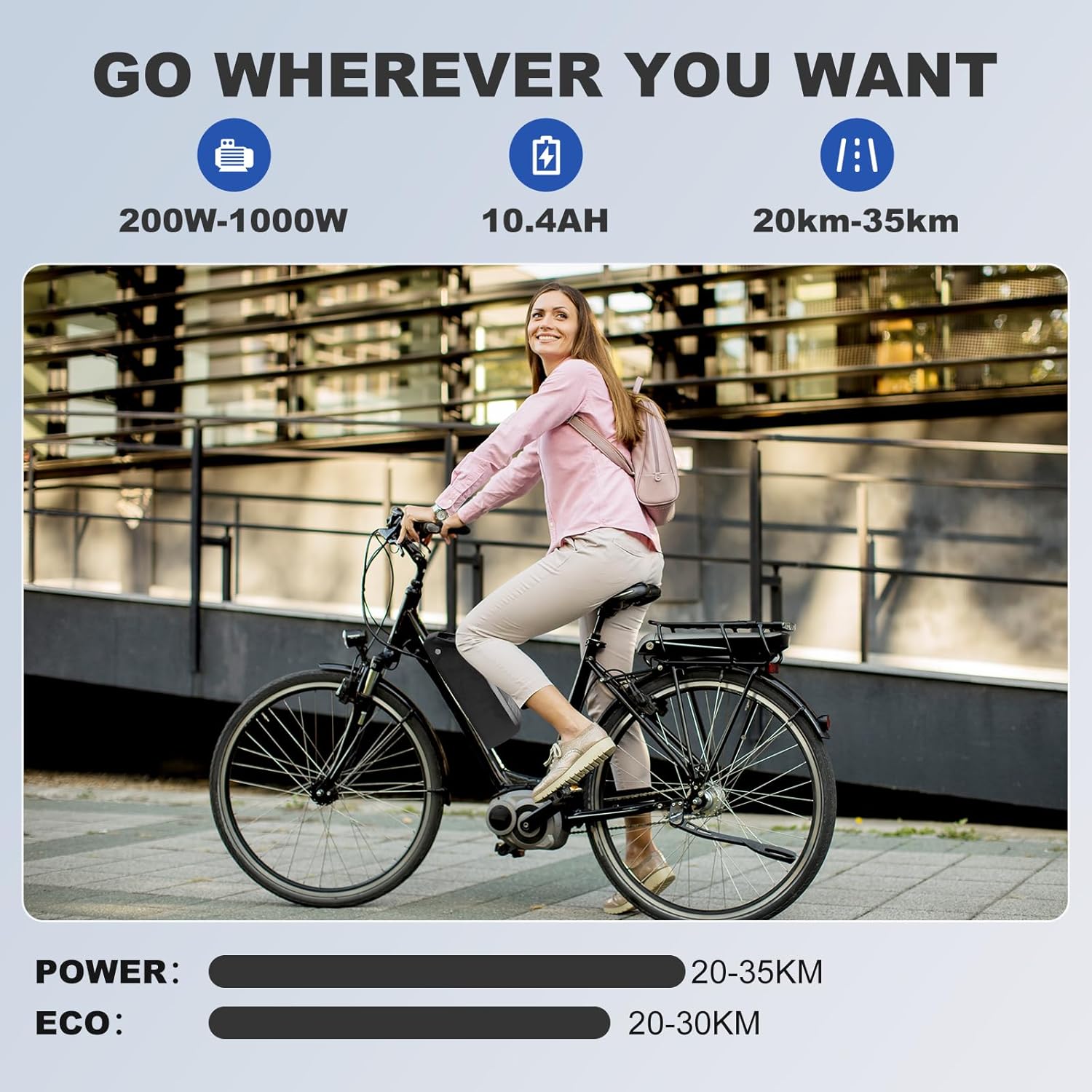 UAZ 36V 48V 52V Ebike Battery 4 Pin 10.4AH 15.6AH 20AH with Safe Lock, LED Indicator Light, USB Port, for 250-1500W E-Bike, Scooter, Electric Bicycle (48V10.4AH-4PIN)