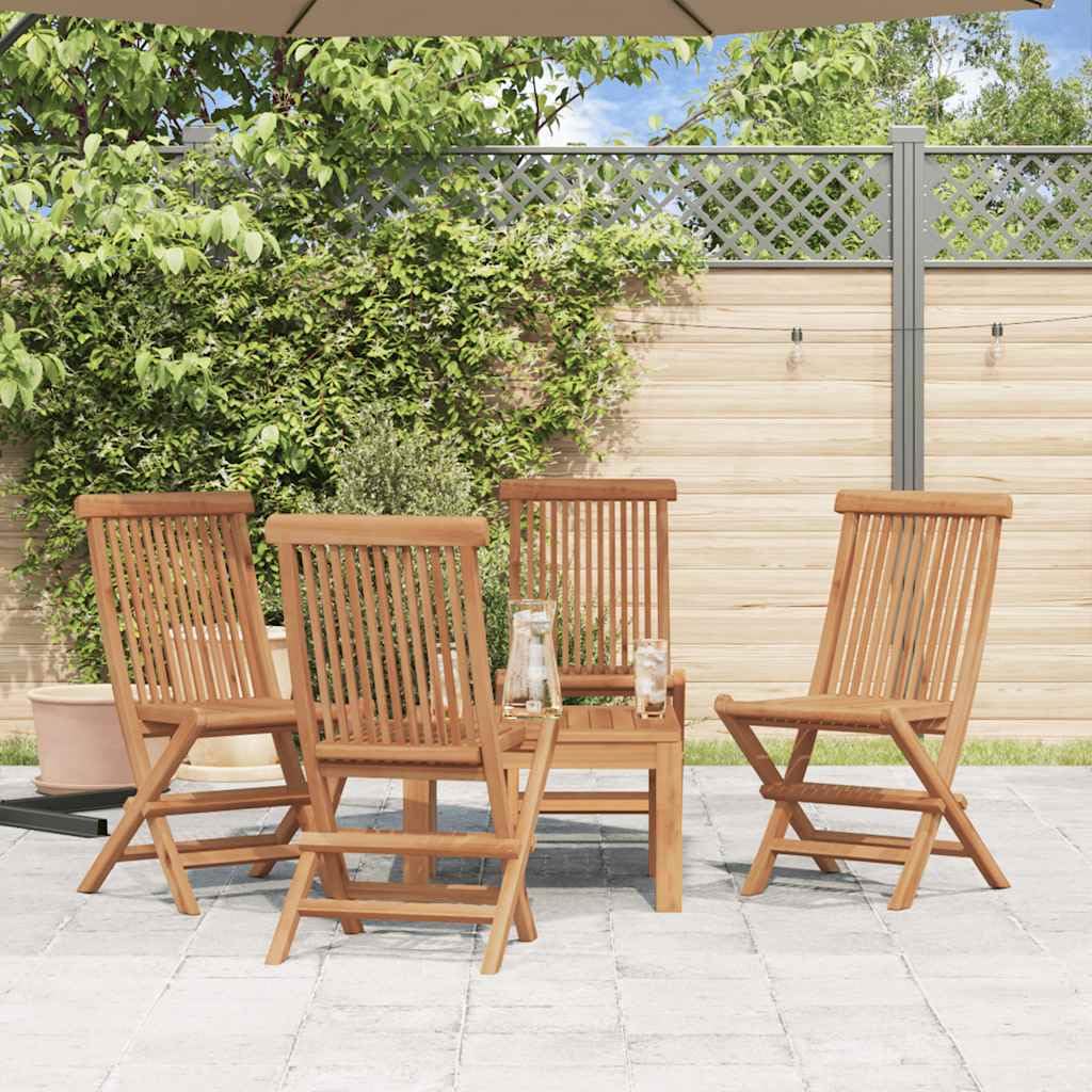 Juego de 4 sillas plegables de jardín de madera maciza de teca, sillas plegables para jardín, balcón y terraza, 47 x 60 x 89 cm, asiento de madera natural