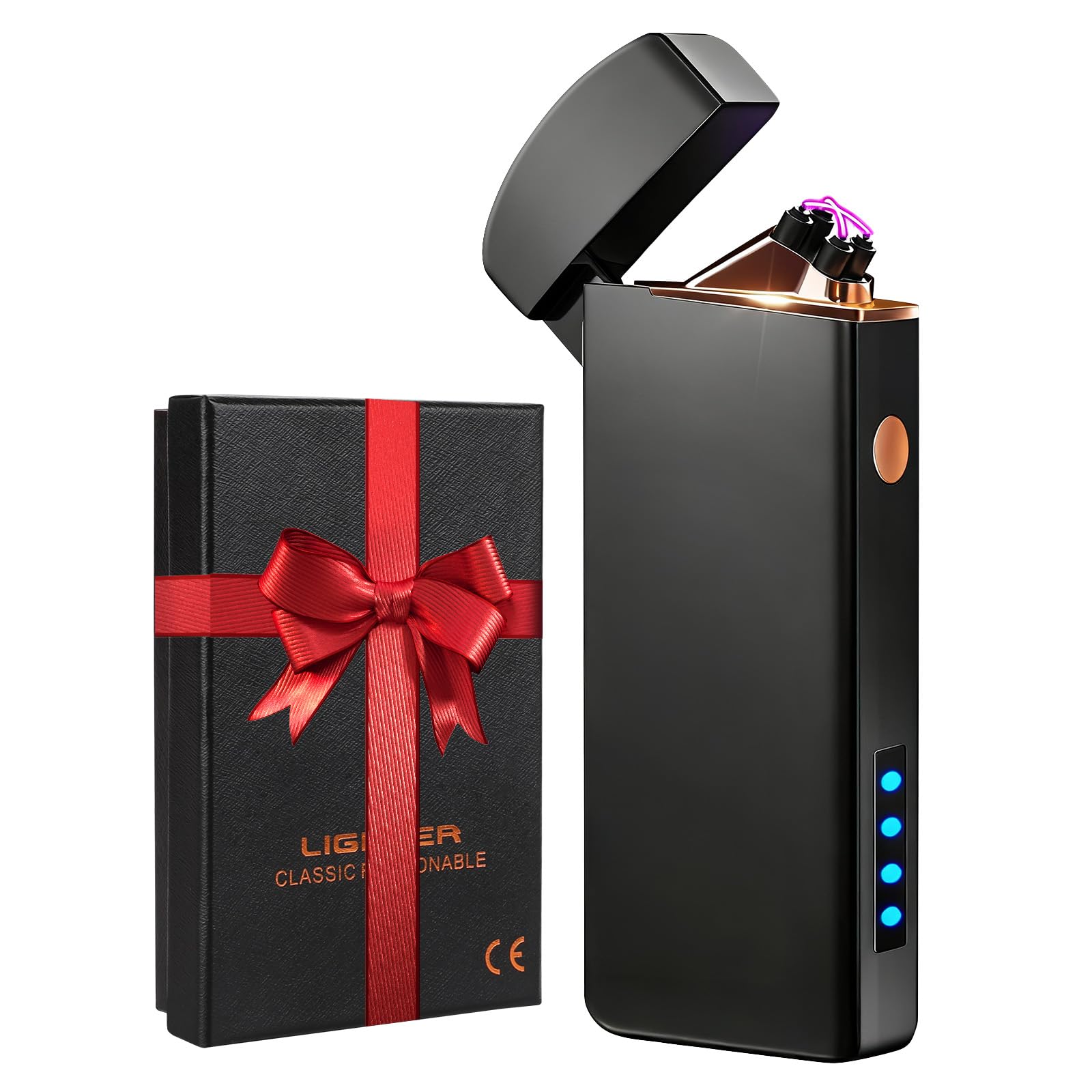 Coquimbo Regalo Uomo, Accendino Elettrico Accendino USB Ricaricabile Antivento Accendino per Candele Cucina Barbecue e Campeggio, Regalo Compleanno/Anniversario per Lui/Lei (Nero)