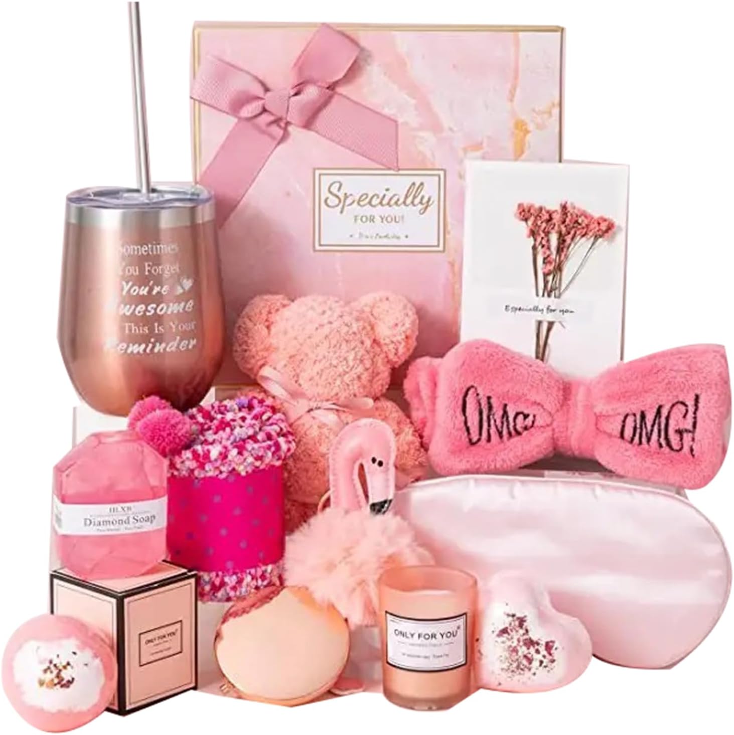 Beauenty 11PC Scented Candles & Bath Bombs Set,Gifts for Women for Birthday Mother's Day Women's Day,Bath Bubble Set Gifts for Women,Relaxing Spa Gift Set for Woman (pink-style 1)