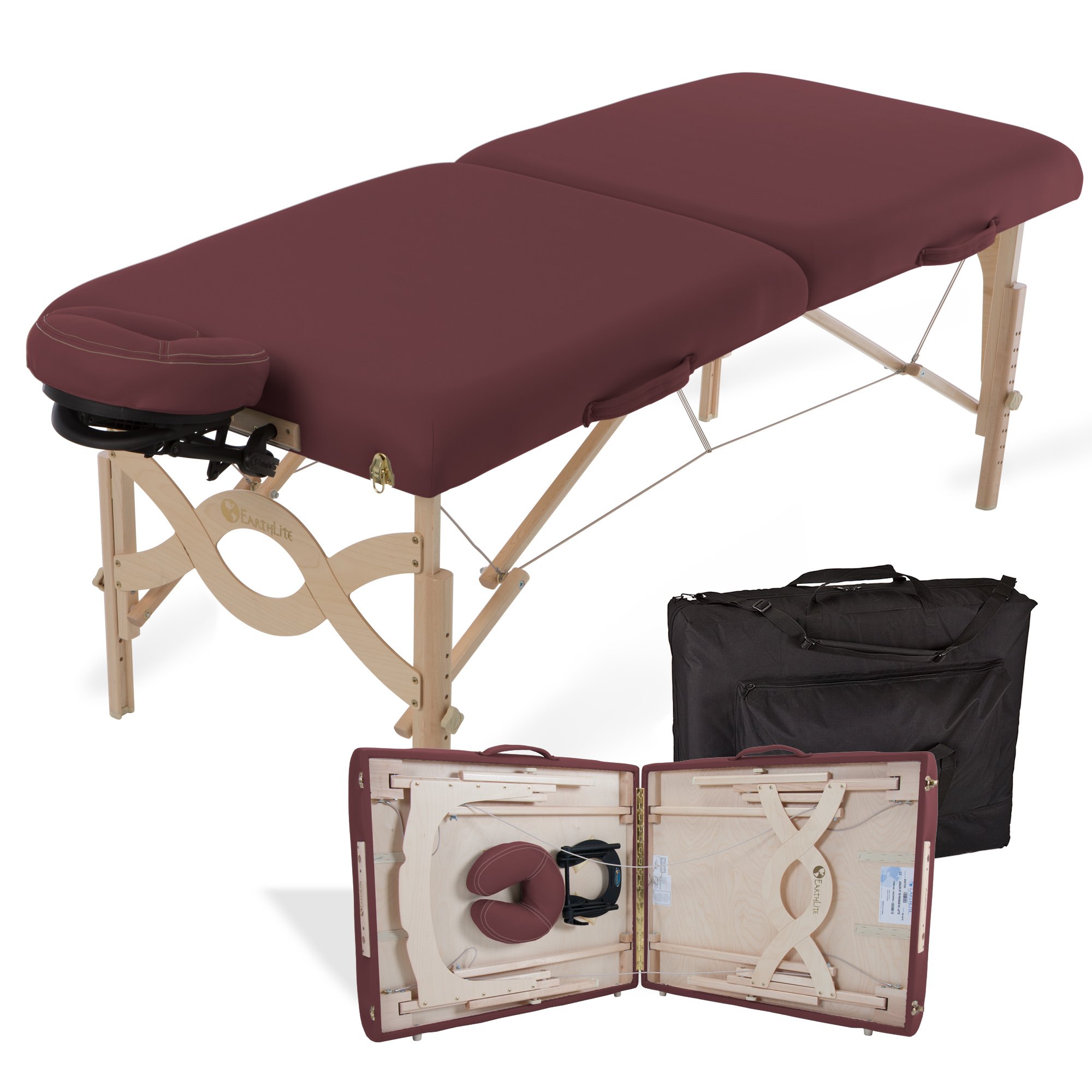EARTHLITE Portable Massage Table Package AVALON – Reiki Endplate, Premium Flex-Rest Face Cradle & Strata Cushion, Carry Case (30”x73”)