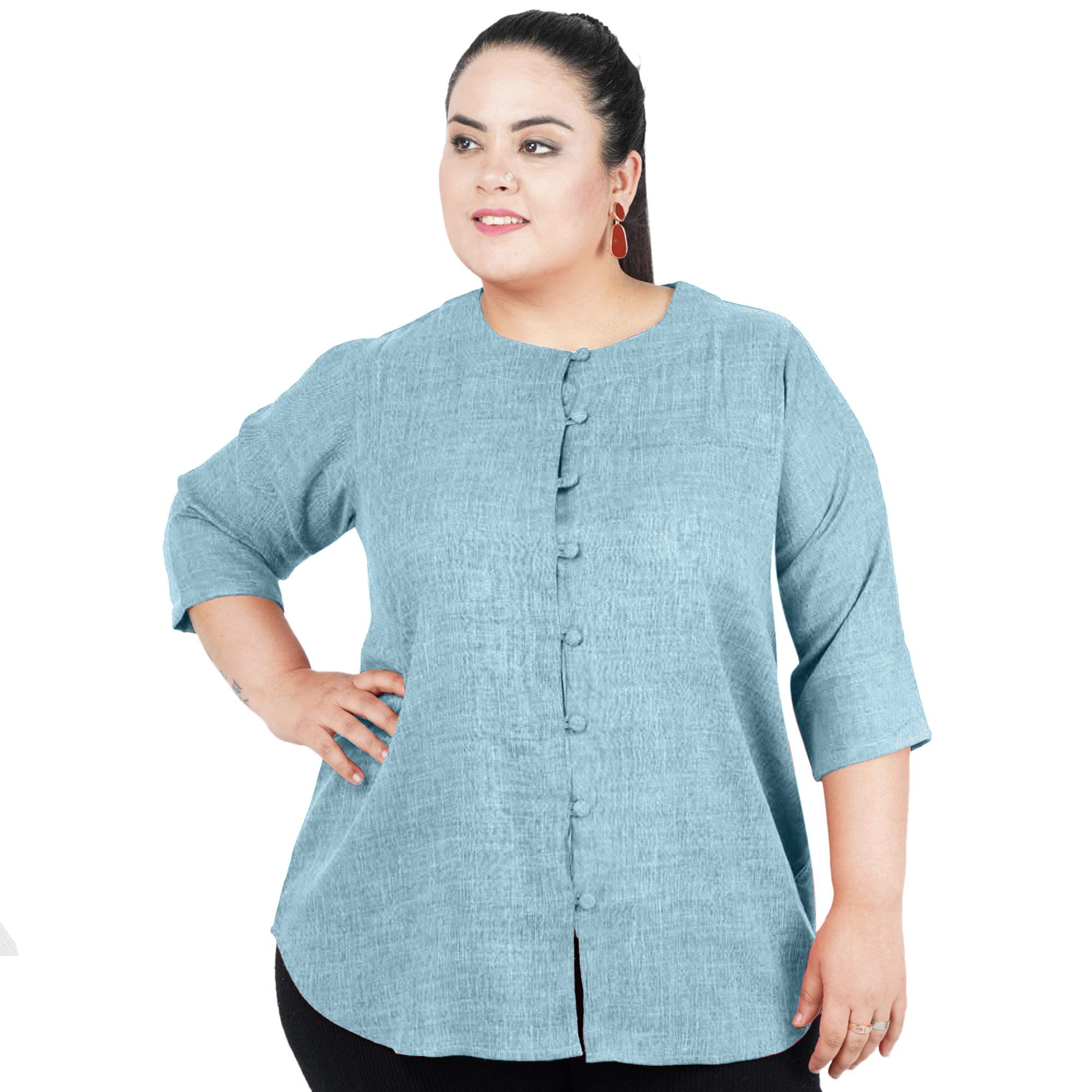 Women Plus Size Cotton Linen Tunic Tops (2XL to 10XL)