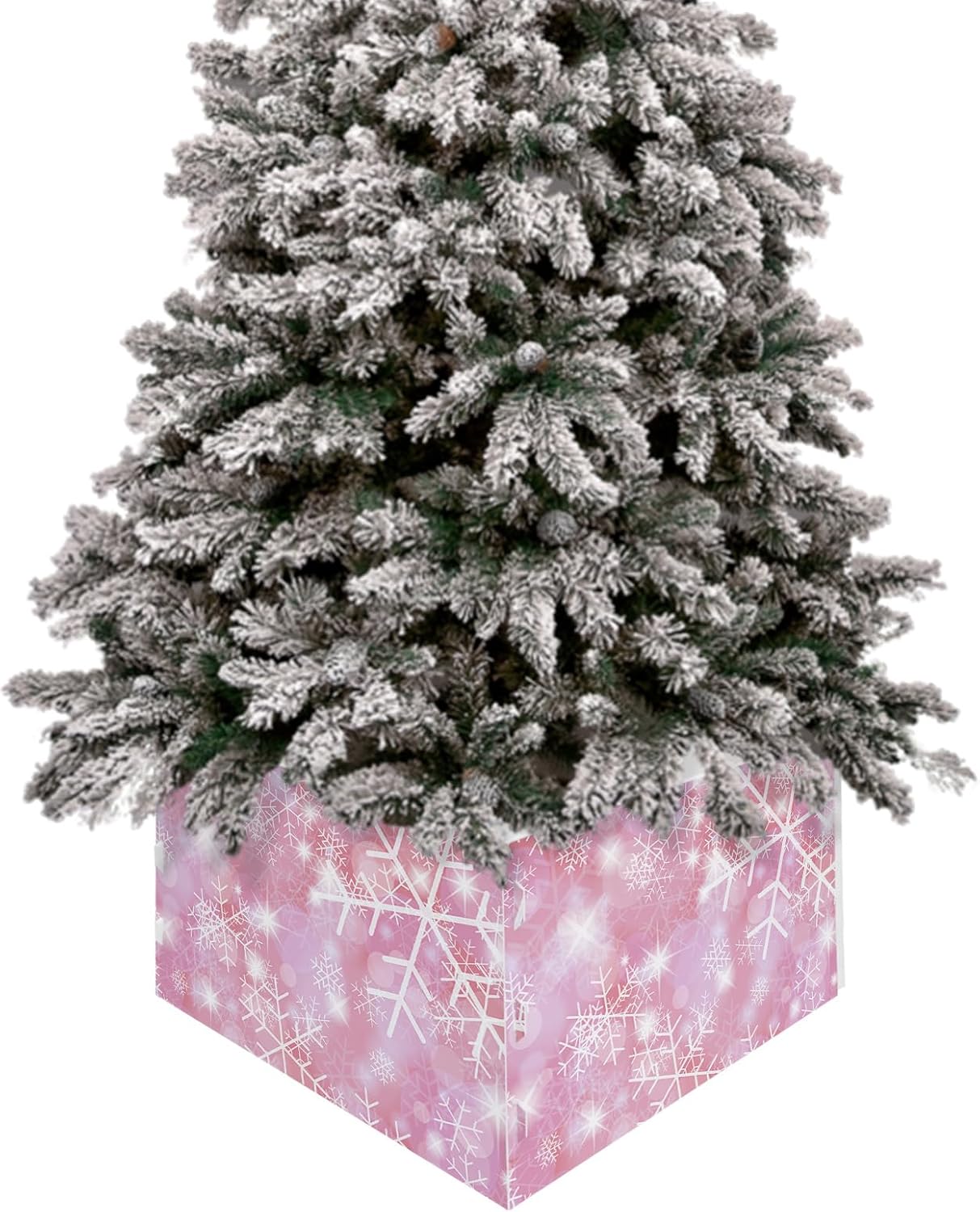 Christmas Tree Collar Tree Box Stand Cover, Artificial/Pencil/Silm/Skinny Tree Ring 6 Packs Collapsible Tree Skirt for Christmas Xmas Tree Decorations, Xmas Tree Vintage Winter Berry Gift 17"x10"