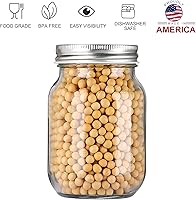 Vista 4 de Tarros de vidrio de boca regular, tarros de vidrio transparente de 16 onzas con tapas de metal plateado para sellar, tarros de conservas