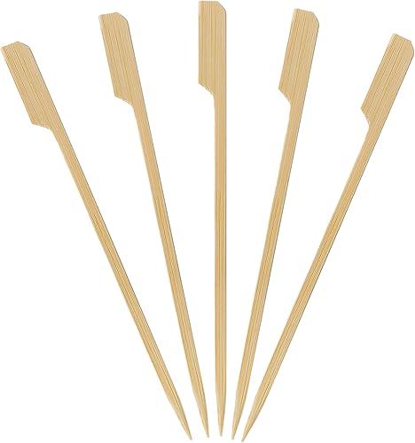 KingSeal Palillos de madera de bambú verde natural, brochetas para aperitivos y cócteles, 6.0 pulgadas, 2 paquetes de 100 unidades cada uno (200
