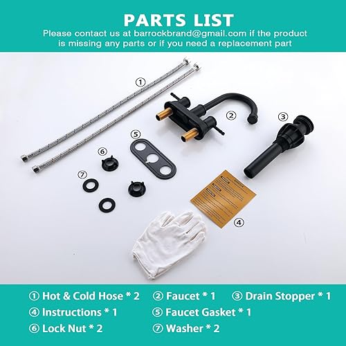 Miniatura 9 de BARROCK Grifo central de baño de 4 pulgadas y 2 asas, acero inoxidable sin plomo, moderno, giratorio de 360, grifo mezclador de 2 a 3 agujeros,