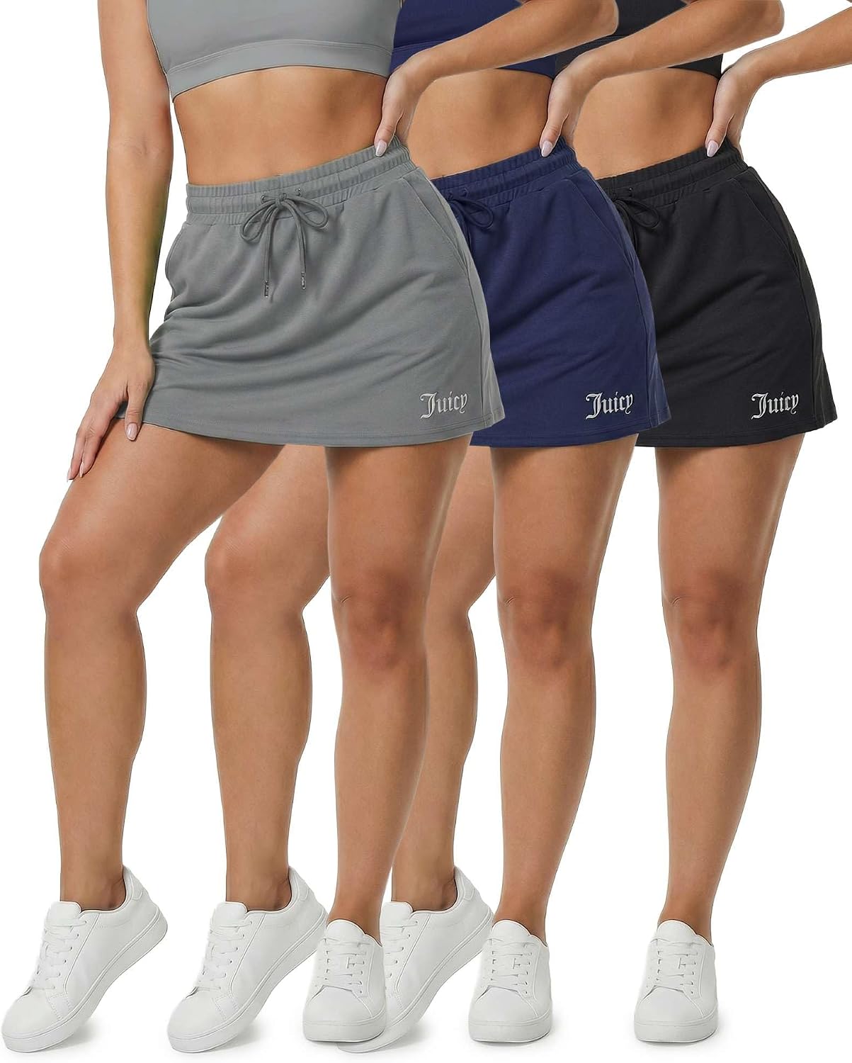 Juicy Couture Women's Active Skort Pockets Athletic Skirt Built in Shorts Tennis Golf Pickleball Running Ladies Skorts Skirts