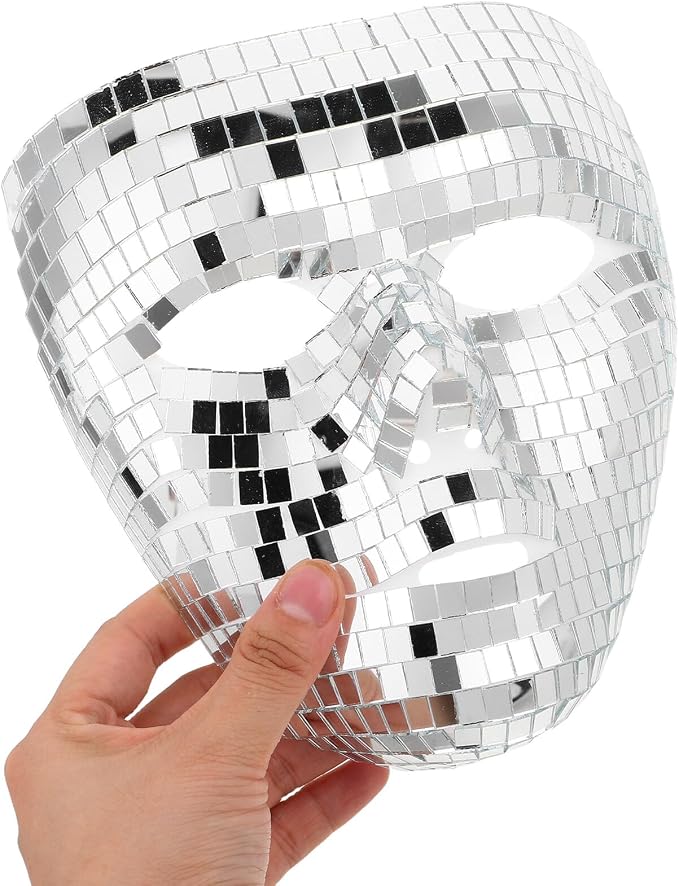 Máscara disco ball plateada para mujer miniatura 4