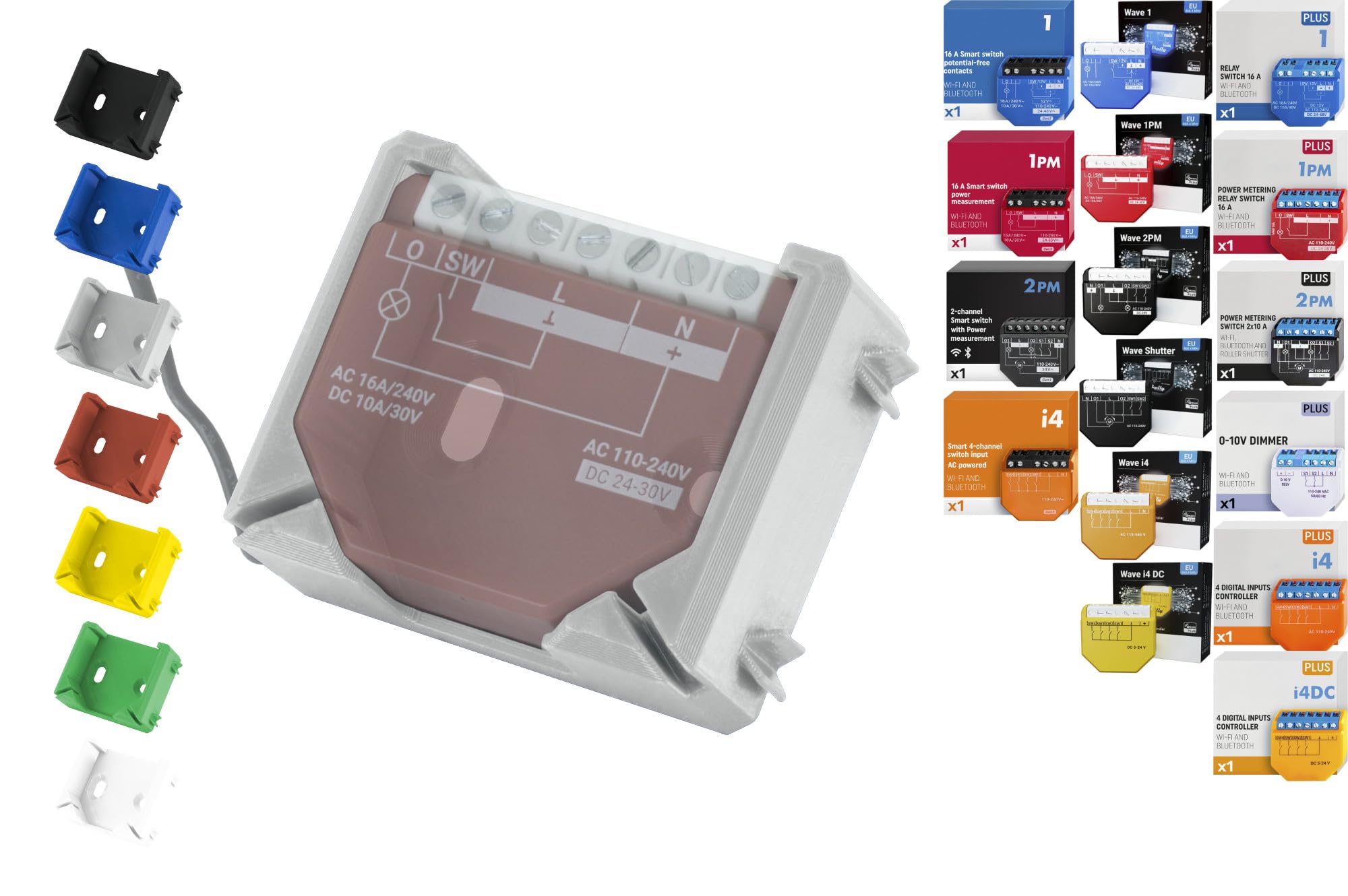 Shelly "Wall" DIN Rail Holder for 18 Shellys: 1 Gen3, 1PM Gen3, 2PM Gen3, i4 Gen3, Plus 1, Plus 1PM, Plus 2PM, Plus i4, Plus 0-10V Dimmer, Wave 1, Wave 1PM, Wave 2PM, Wave Shutter, Wave i4 (Grey