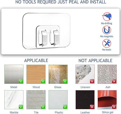 Miniatura 4 de Galetcy Ganchos para tiras de luces para exteriores, paquete de 100 unidades con tiras adhesivas, sin daños, sin herramientas, sin agujeros,