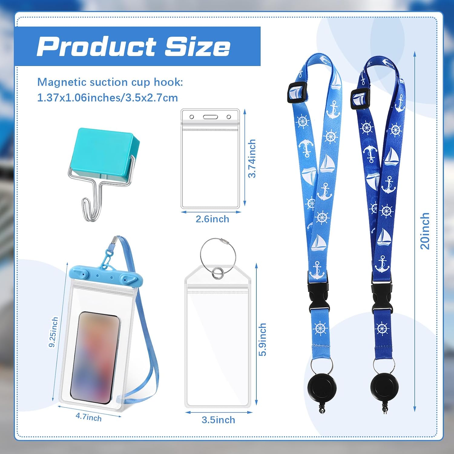 Colarr 12 Pcs Cruise Ship Essentials 2026 Must Haves Set, Include 2 Adjustable Lanyards with ID Holder 4 Luggage Tags Holder 2 Waterproof Phone Pouch 4 Magnet Hooks for Carnival Cruise Essentials Kit