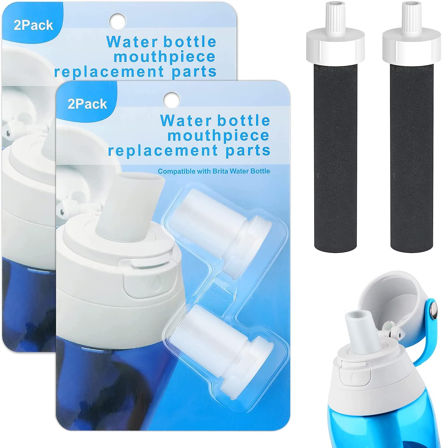 Asaisimg 4 Pcs Bite Valve Replacement for Brita Water Bottle, Silicone