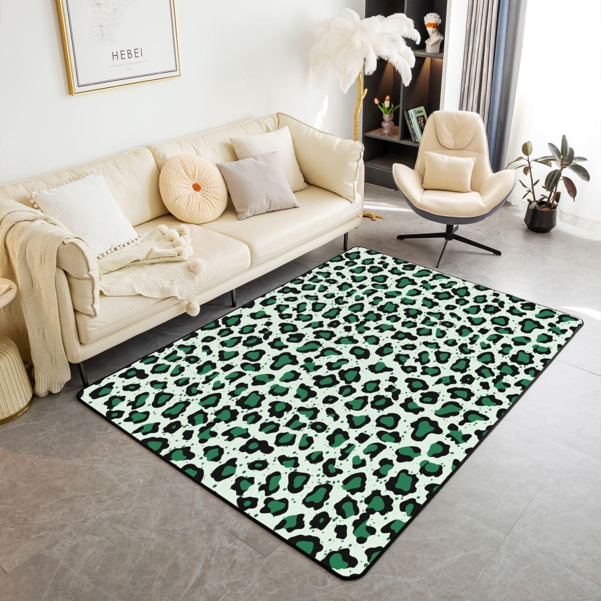 Erosebridal Grey Leopard Print Living Room Rugs 5x7 for Bedroom Cheetah Print Area Rug Africa Animal Wildlife Carpet Runner Non Slip Farmhouse Wild Animal Indoor Floor Mat