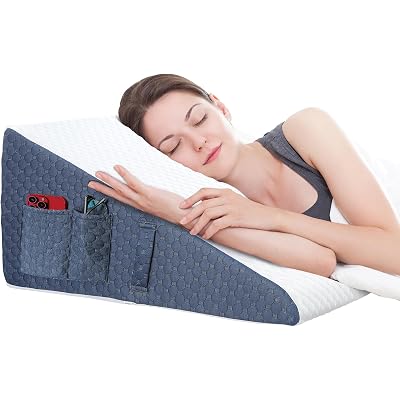 Welzona 12inch Wedge Pillow for Sleep, Updated Bed Wedge, Acid Reflux, Heartburn, GERD, Neck Pain, Cooling Memory Foam Top, Removable Washable Cover Incline Wedge Pillow for Improved Sleep