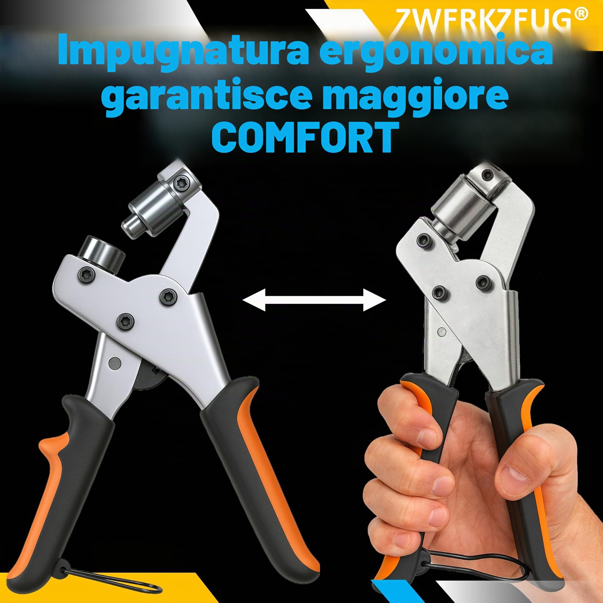 Set di pinze per occhielli professionali con 2 ricambiati, set di occhielli (diametro 10 mm), pressa magnetica per occhielli per tessuti, teloni e tende da sole (pinza per occhielli)