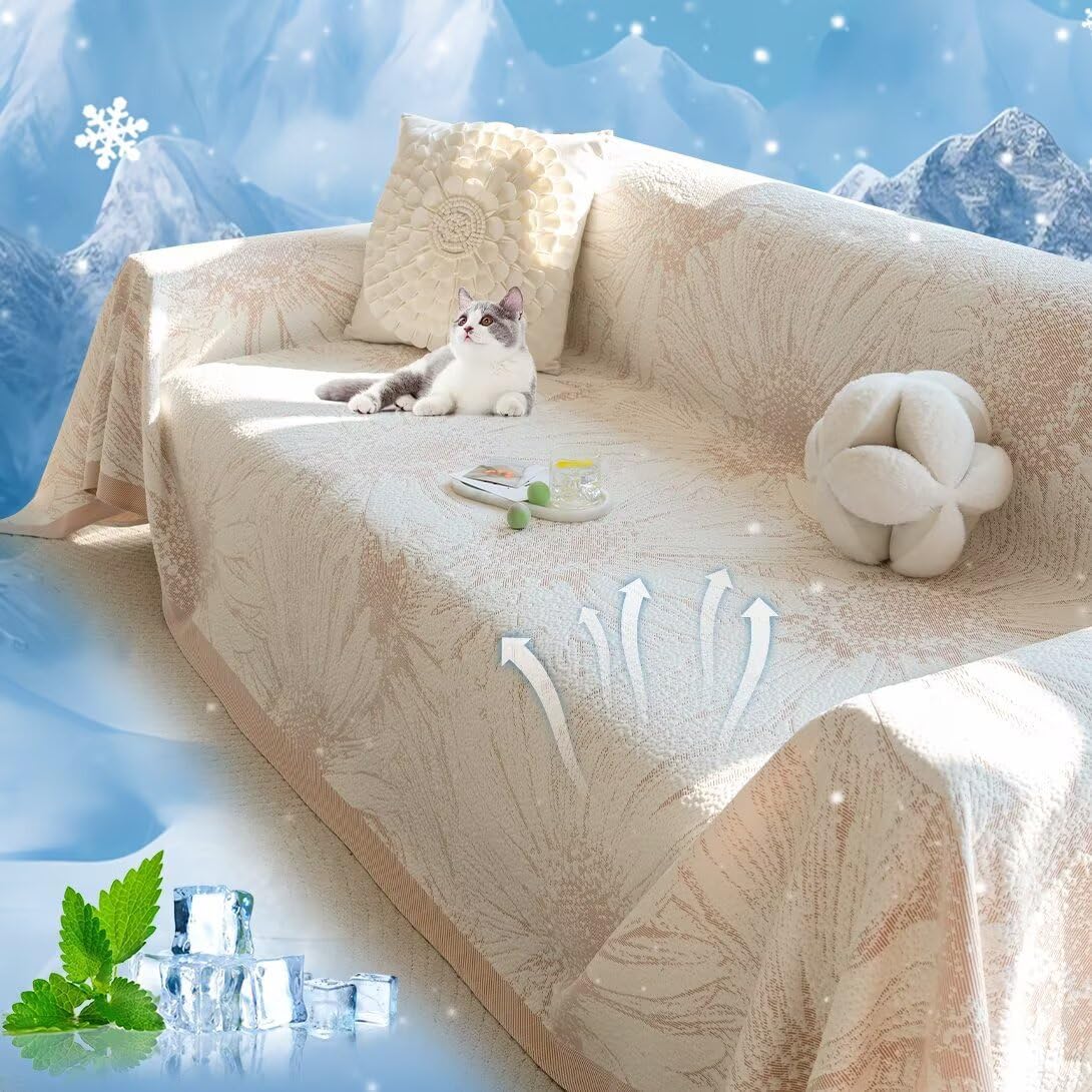 KAMIMORI ソファカバー 夏用 冷感 犬猫対策 ひんやり 涼しい マルチカバー 長方形 接触冷感 ソファカバー 4人掛け 5人