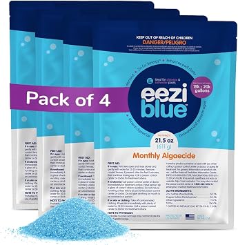 Eeziblue Monthly Pool Algaecide Bundle | Pool Booster for All Algae in Above Ground and In-Ground Swimming Pools, 4 Month Pack 15k - 20k Gallons