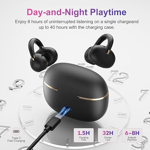 Miniatura 4 de OHAYO Auriculares con clip - Auriculares de oreja abierta 6.5 horas de reproducción, 0.17 oz ultraligeros - Bluetooth inalámbrico 5.4 2025,