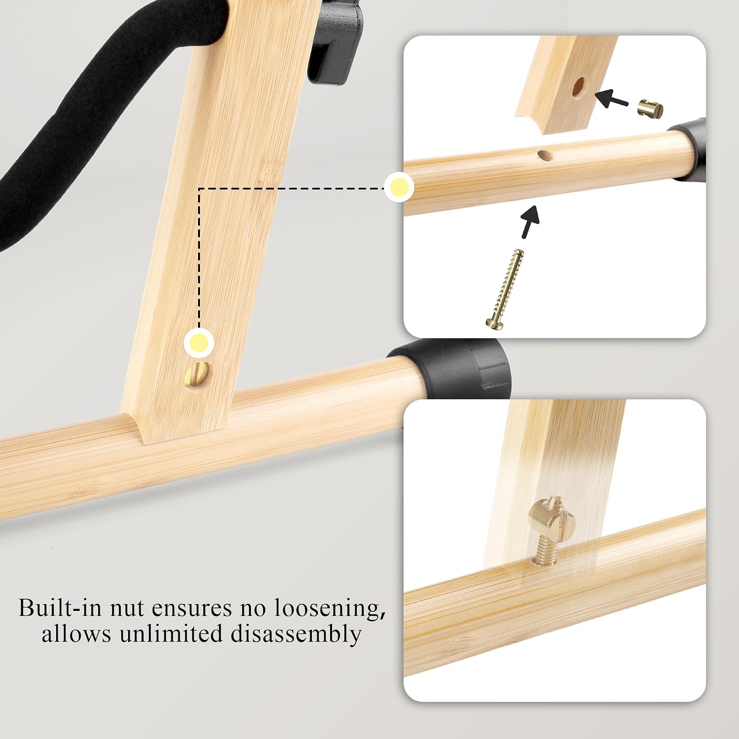 KingPoint Electric Guitar Stand, Foldable Electric Bass Guitar Stand, Wood Guitar Accessories for Electric Guitars & Basses Only (Bamboo)