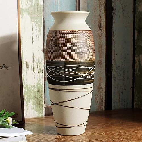 Ceramic Rustic Farmhouse Vase, 12.6" Large Vintage Flower vase for