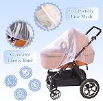 South to East Mosquito Net pour Poussette, Couverture de Poussettes Bébés avec Sac de Rangement, Filet de Mosquito Portable Respirant pour Bassinet, Siège Auto, Mini Lit bébé, Essentiels d'été pour le camping & Voyages (blancs)