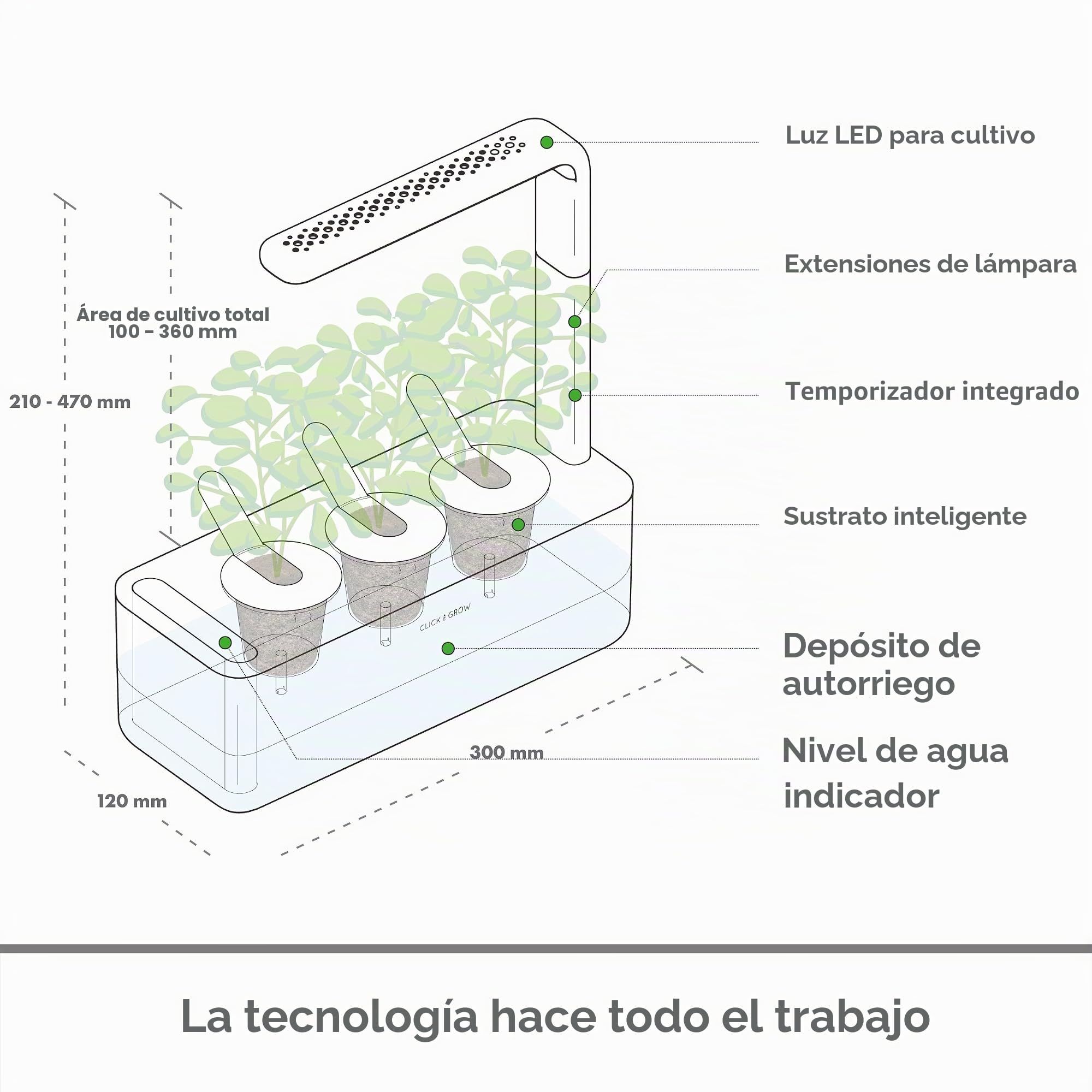 Click & Grow Smart Garden, Huerto Inteligente de Interior con 3 Cápsulas de Cultivo, Iluminación y Riego Automáticos, más Fácil que el Cultivo Hidropónico