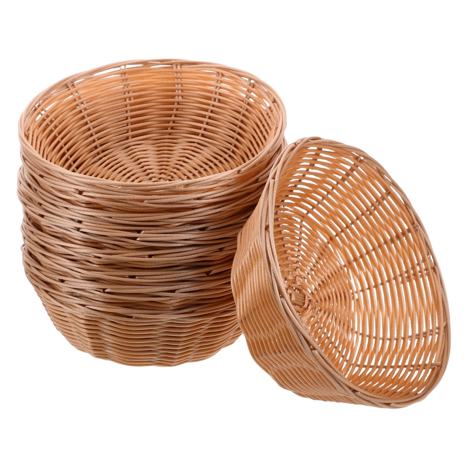 10 Stück Brotkörbe aus Kunststoff-Rattan, ovale Servierbehälter aus