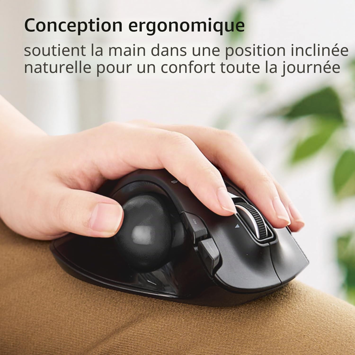 ELECOM-Japan Brand- Wireless Trackball Mouse for Left Hand, Thumb Operated Model, Ergonomic Grip, Tilt Function, 6 Buttons, Black/M-XT4DRBK