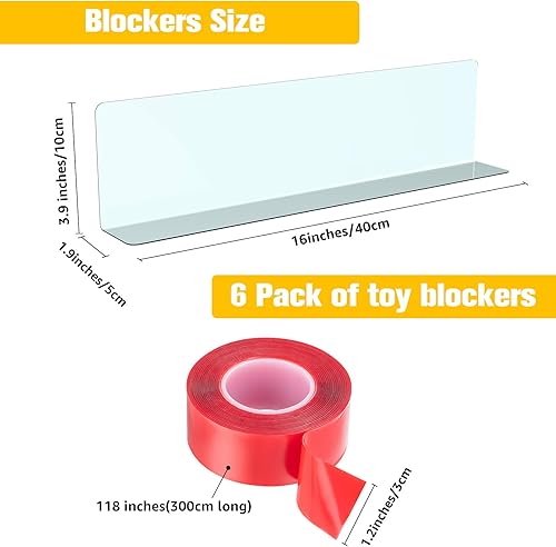 Miniatura 2 de Bloqueador debajo de la cama para mascotas y perros, paquete de 6 bloqueadores de juguetes de 3.9 pulgadas de alto, bloqueadores de sofá con