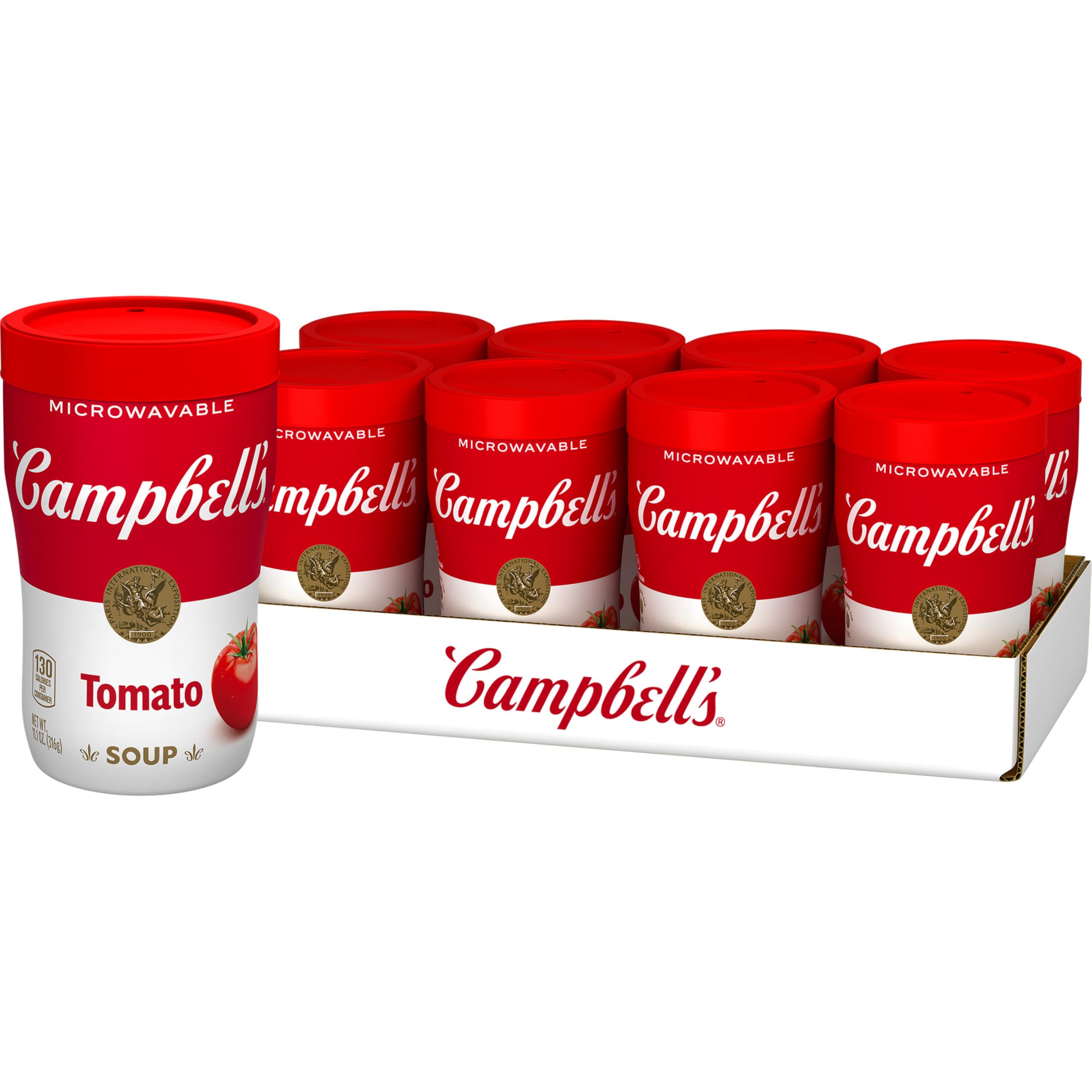 Campbell's Sipping Soup, Classic Tomato Soup, 11.1 Oz Microwavable Cup (Case of 8)