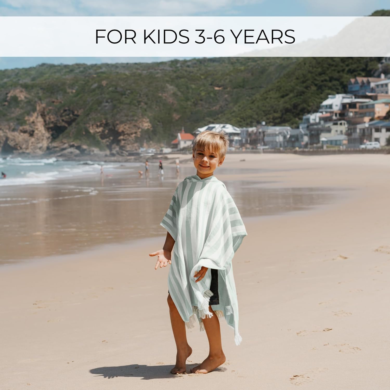 ZICOTO Stylish Hooded Beach Towel for Kids - Extra Soft and Fast Drying Poncho for Toddlers 3-6 Years is Made of Premium Cotton - Perfect Cover Up for Beach Days or Pool and Bath Time Adventures - Image 4