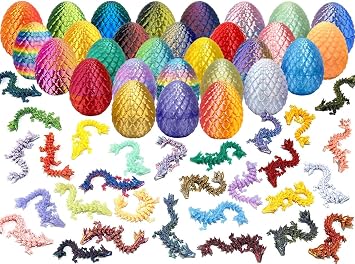 14PCS 3D Printed Dragon Eggs with Articulated Dragons Inside, Mystery Set