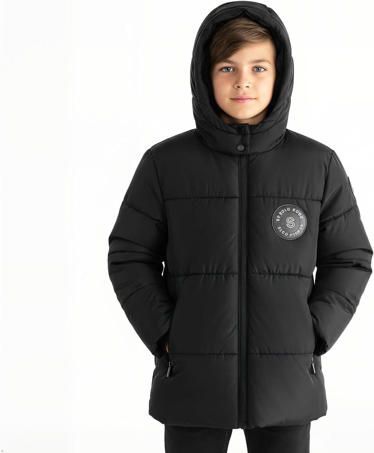 solomate Boys Winter Coats with Hood - 8-14Y Outerwear Winter Puffer Heavyweight Fleece Lined Jackets Coats for Kids - Image 2