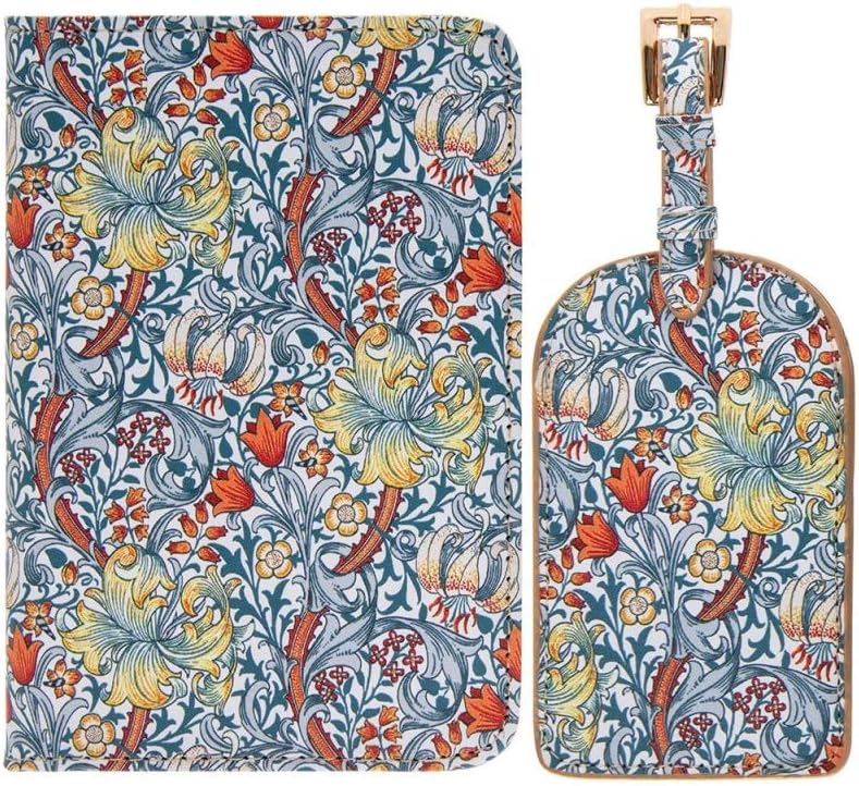 William Morris Golden Lily Travel Set: Passport Cover and Luggage Tag Set