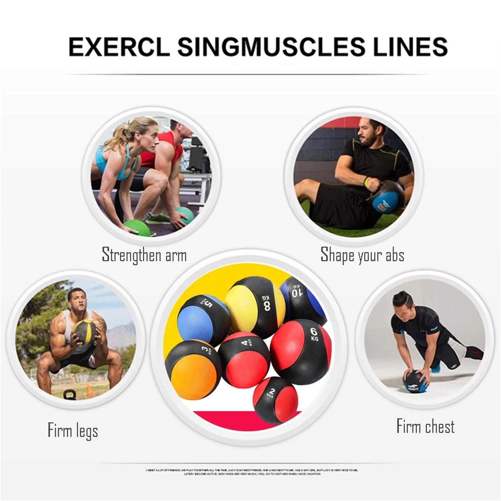 Palle mediche Sfera Di Addestramento Per Adulti Fitness, Home Aerobico Esercizio Braccio Braccio Formazione Solida Gomma Gonfiabile, 1 Kg / 2 Kg / 3 Kg / 4 Kg / 5 Kg / 6 Kg / 7 Kg / 8kg / 9 Kg / 10 Kg