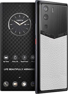 METAVERTU Web 3.0 Calfskin 5G Phone, Unlocked Android Smartphone, Secure Encrypted, Double Systems, 64MP Camera, 144Hz AMOLED Curved Display, Dual SIM, Fast Charge (Full Leather, White, 18G+1T)