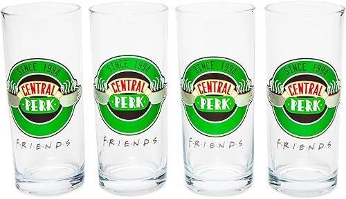 Silver Buffalo Friends Central Perk NYC - Juego de vasos de 4 piezas, 10 onzas