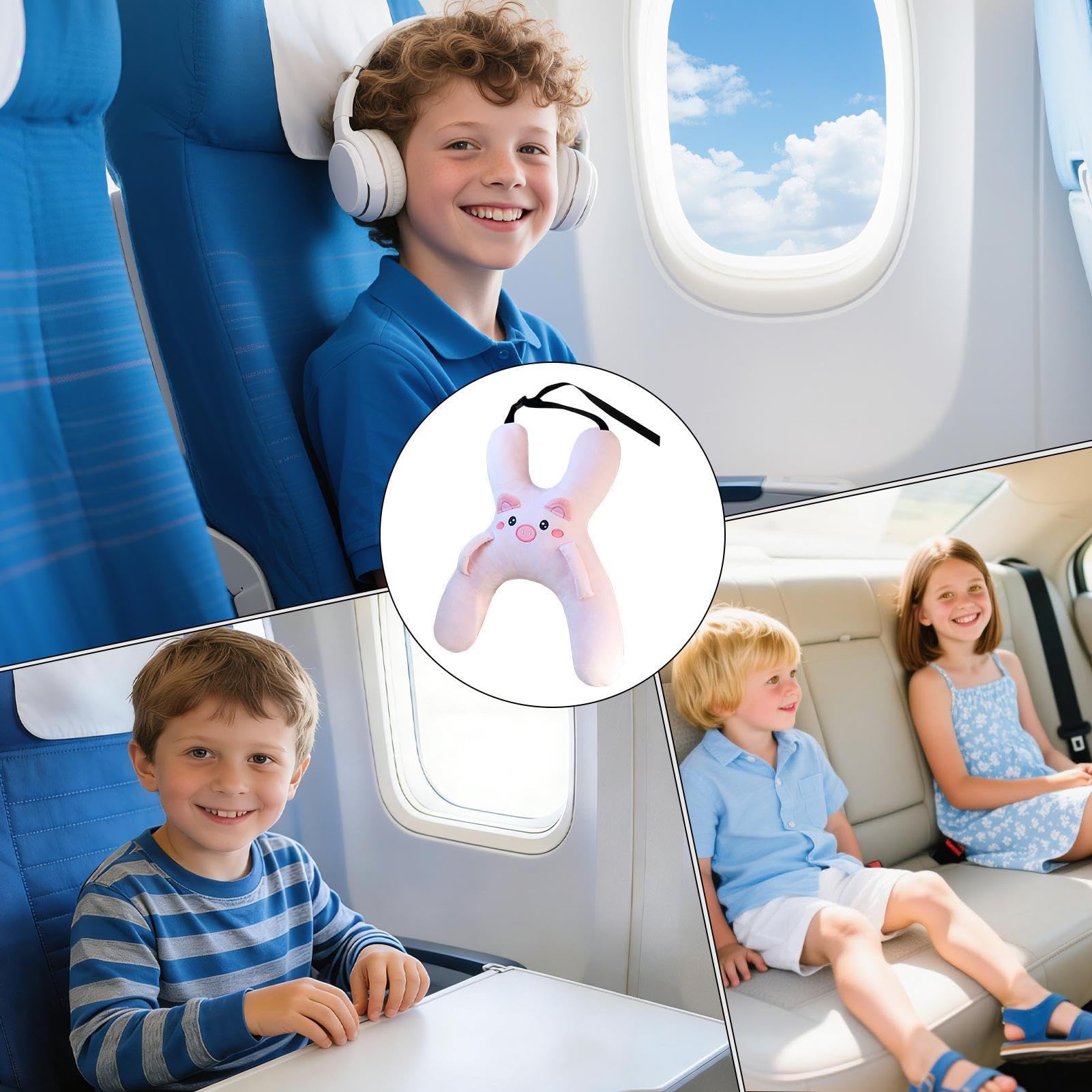 Cojín suave para asiento de coche para niños, soporte para cabeza suave de