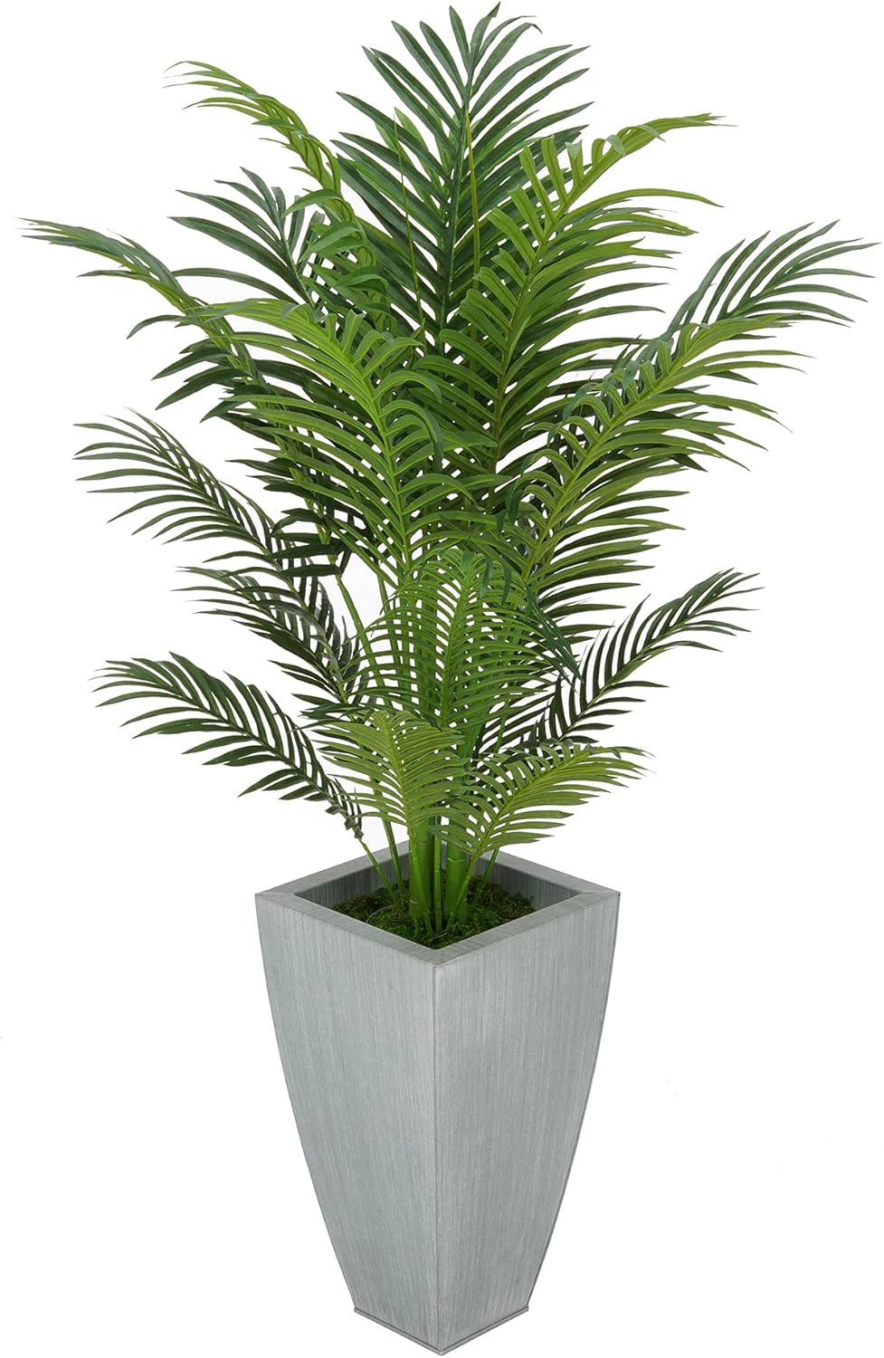 House of Silk Flowers Artificial 4-1/2 Foot Areca Palm in Tapered Square Zinc (Farmhouse)