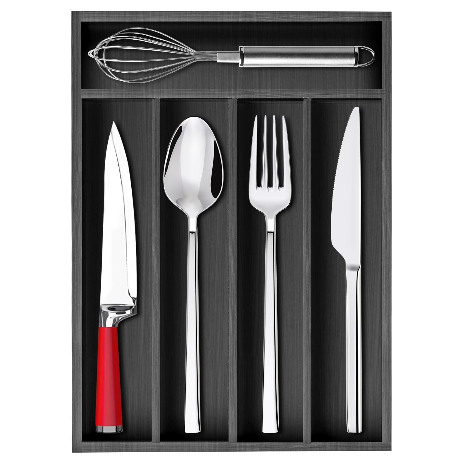 Ayiaren Organizador de cubiertos de cocina pequeño, organizador de cajones de utensilios de madera, bandeja estrecha de cubiertos de madera, organizador de cubiertos para cajón, cuchara, organizador