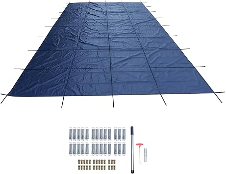 20 x 38FT Blue Inground Pools Safety Cover | Winter Safety Cover for 18 x 36FT Swimming Pool, Inground Mesh Pool Cover for Rectangle Swimming Pool