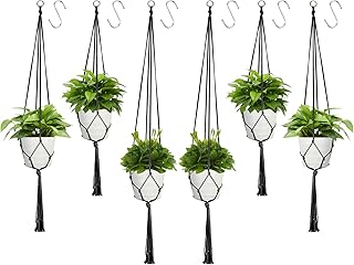 koitoy Organizador de macramé para macramé, cuerda de algodón, para macetas pequeñas, decoración del hogar, 80 cm, color negro (4 piezas de 80 cm negro)