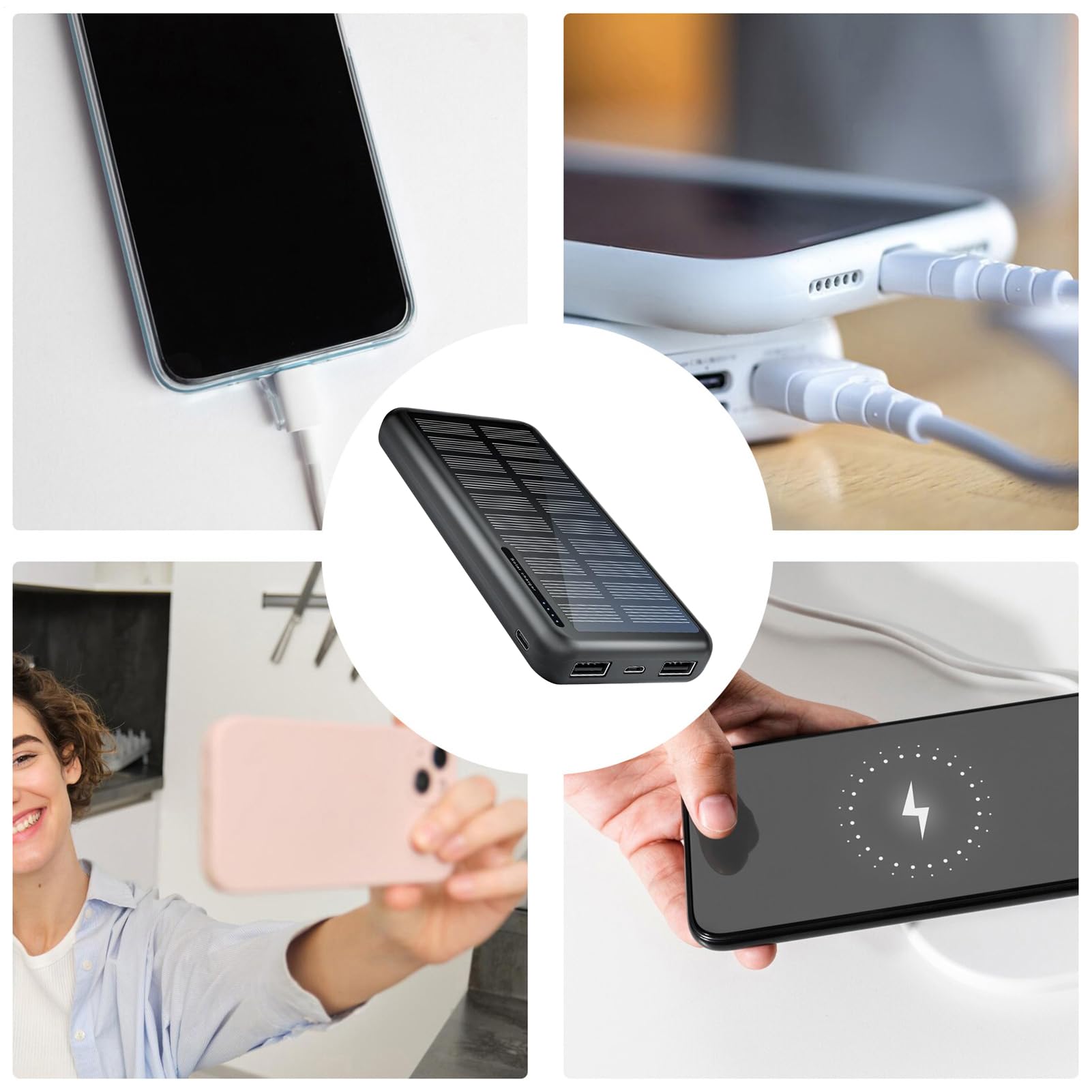 Power Bank Solare Power Bank da Sopravvivenza | Power bank solare con USB per Escursionismo, Campeggio, Trekking, Viaggi, Festival,