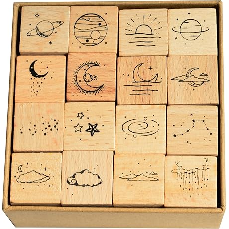Kiddospace Stamp Life Series - Moon Star Space Planet Set, for Kids Inspiration