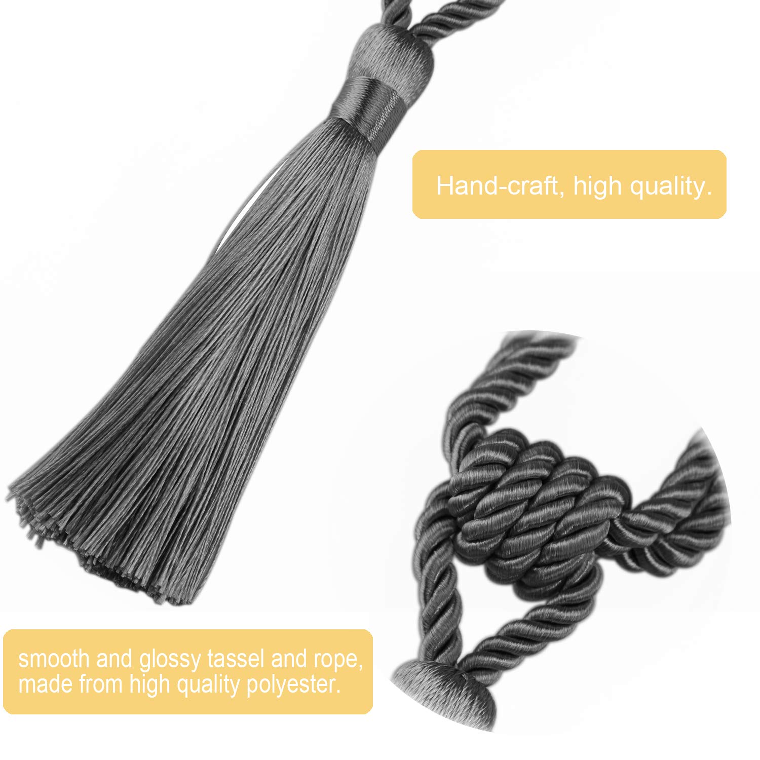 embrasses de Rideaux Lot de 4 embrasses à Pompons for Rideaux, idéales for la décoration Maison et du Bureau(Charcoal)