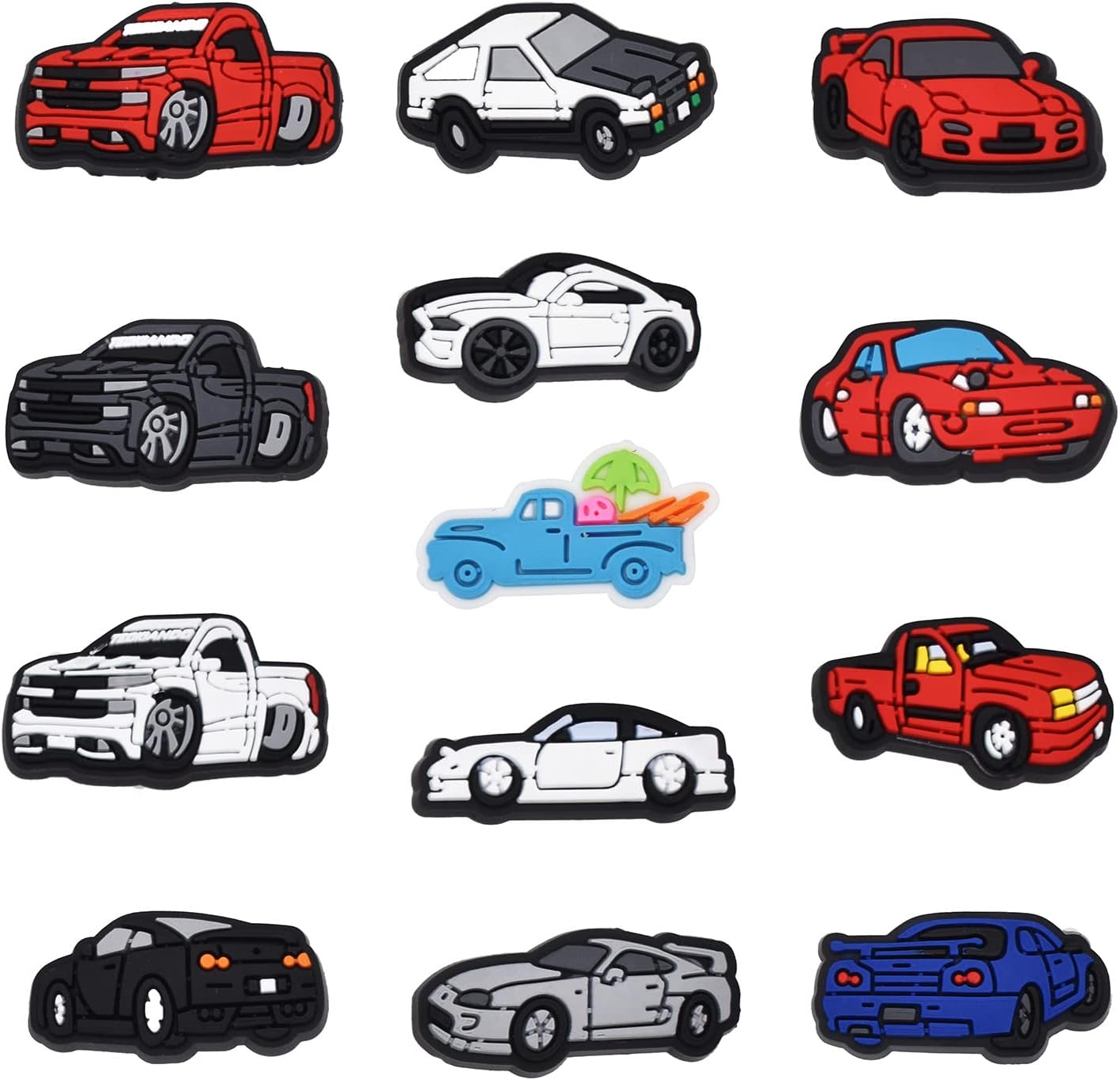 20/50PCS Shoe Charms Mixed Trucks Cars Money Sports Baseball PVC Bulk Shoe Decoration for Teens Men Party Gifts