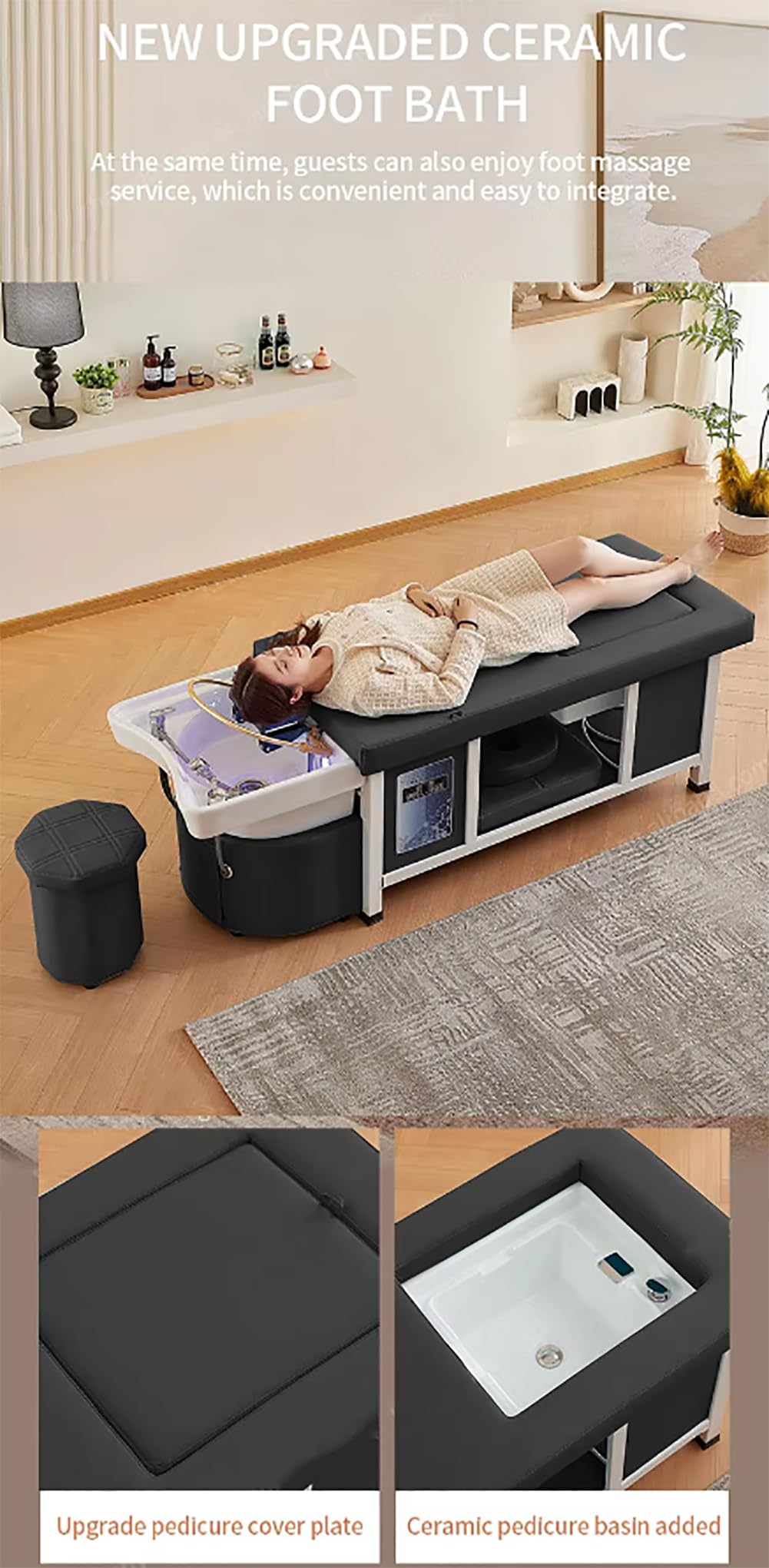 Masaż wodny, elektryczne oparcie podnoszące szampon łóżko do spa salonów